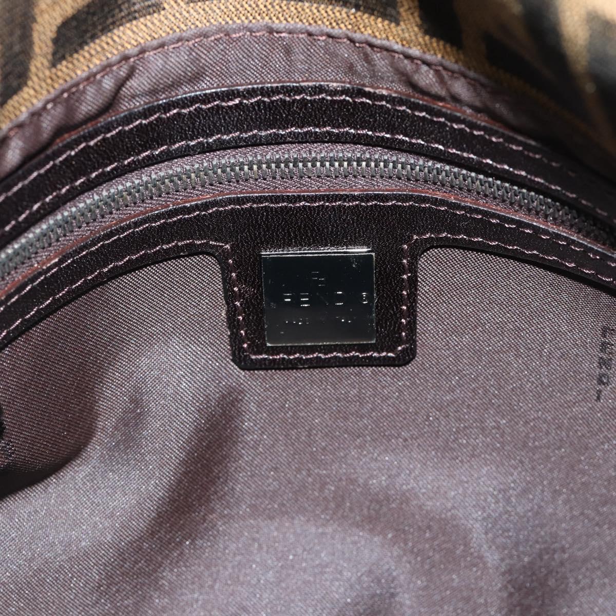 FENDI Zucca Canvas Mamma Baguette Shoulder Bag Black Brown Auth 185432V