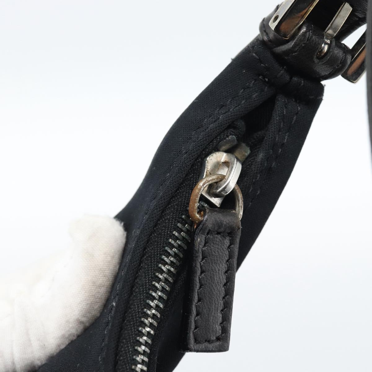 FENDI Mamma Baguette Shoulder Bag Cotton Jersey Black Silver Auth 185434V