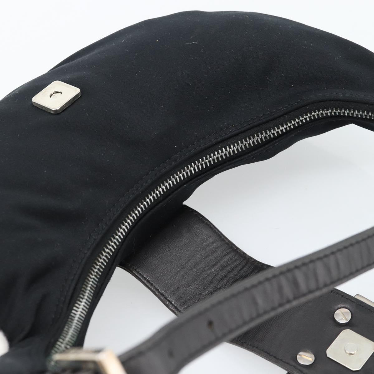 FENDI Mamma Baguette Shoulder Bag Cotton Jersey Black Silver Auth 185434V