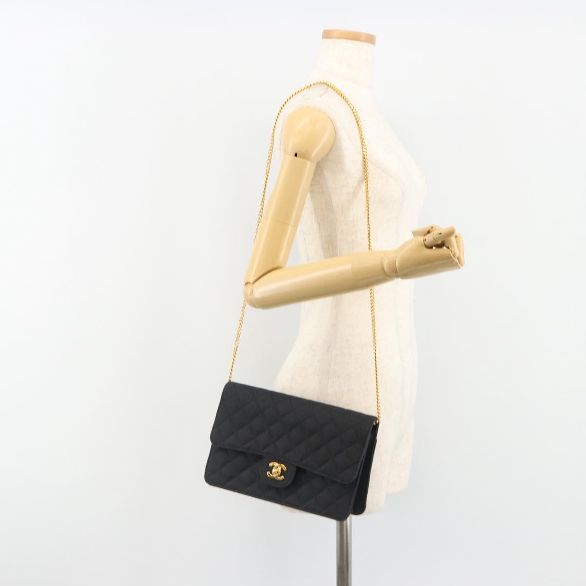 CHANEL Matelasse 25 Chain Shoulder Bag Denim Black Gold CC Auth 185437SAM
