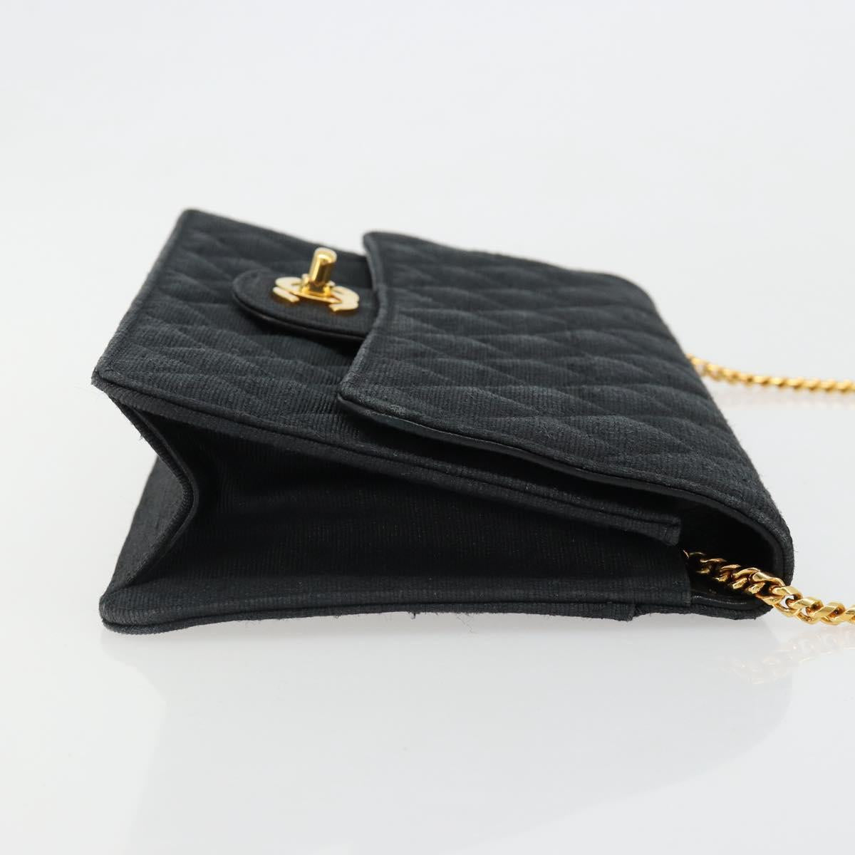 CHANEL Matelasse 25 Chain Shoulder Bag Denim Black Gold CC Auth 185437SAM
