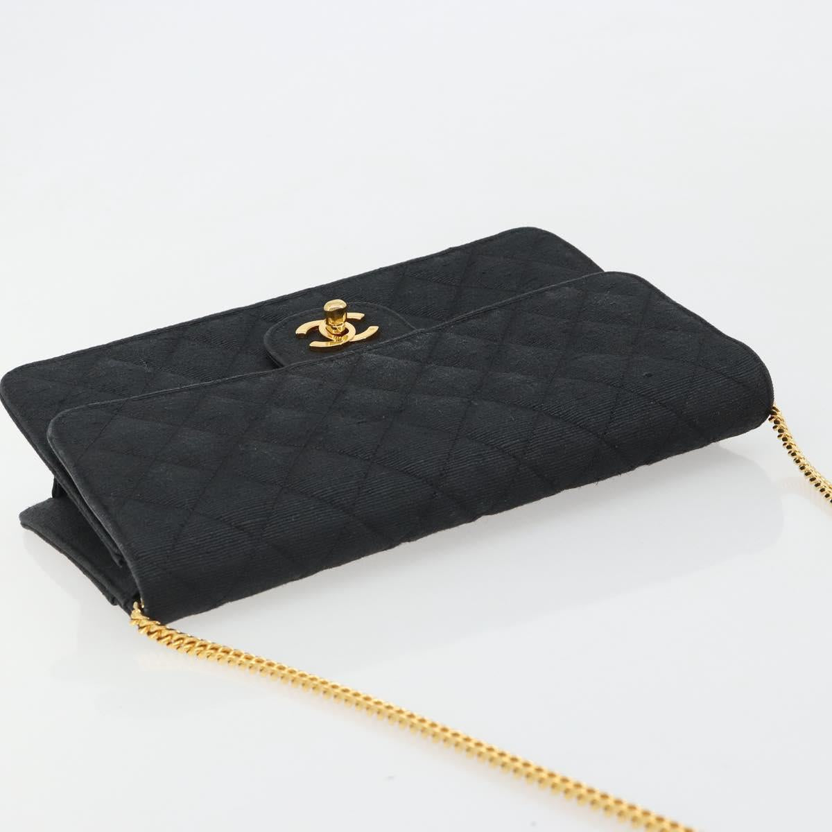 CHANEL Matelasse 25 Chain Shoulder Bag Denim Black Gold CC Auth 185437SAM