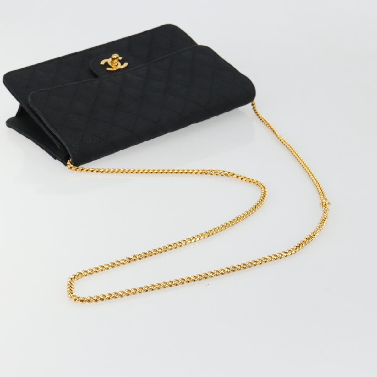 CHANEL Matelasse 25 Chain Shoulder Bag Denim Black Gold CC Auth 185437SAM