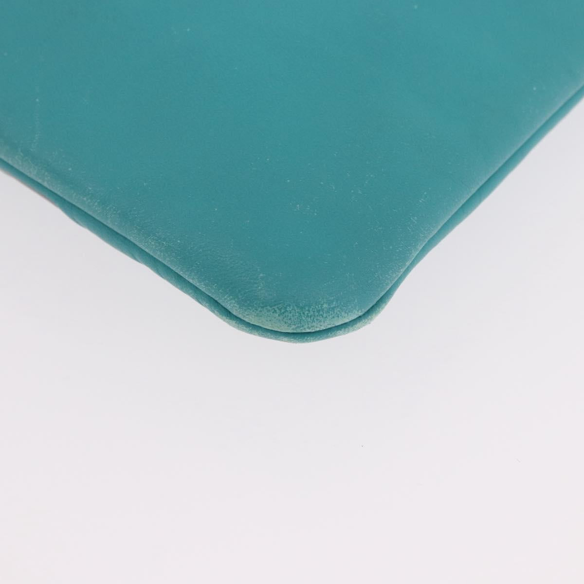 CHANEL Coco Havana Clutch Bag Lamb Skin Turquoise Blue Silver Auth 185438V
