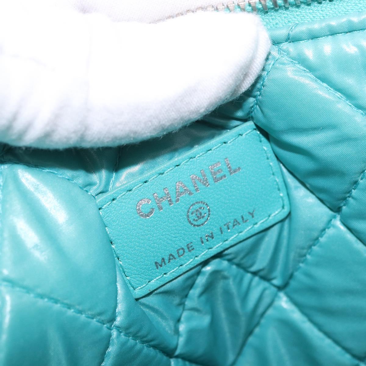 CHANEL Coco Havana Clutch Bag Lamb Skin Turquoise Blue Silver Auth 185438V
