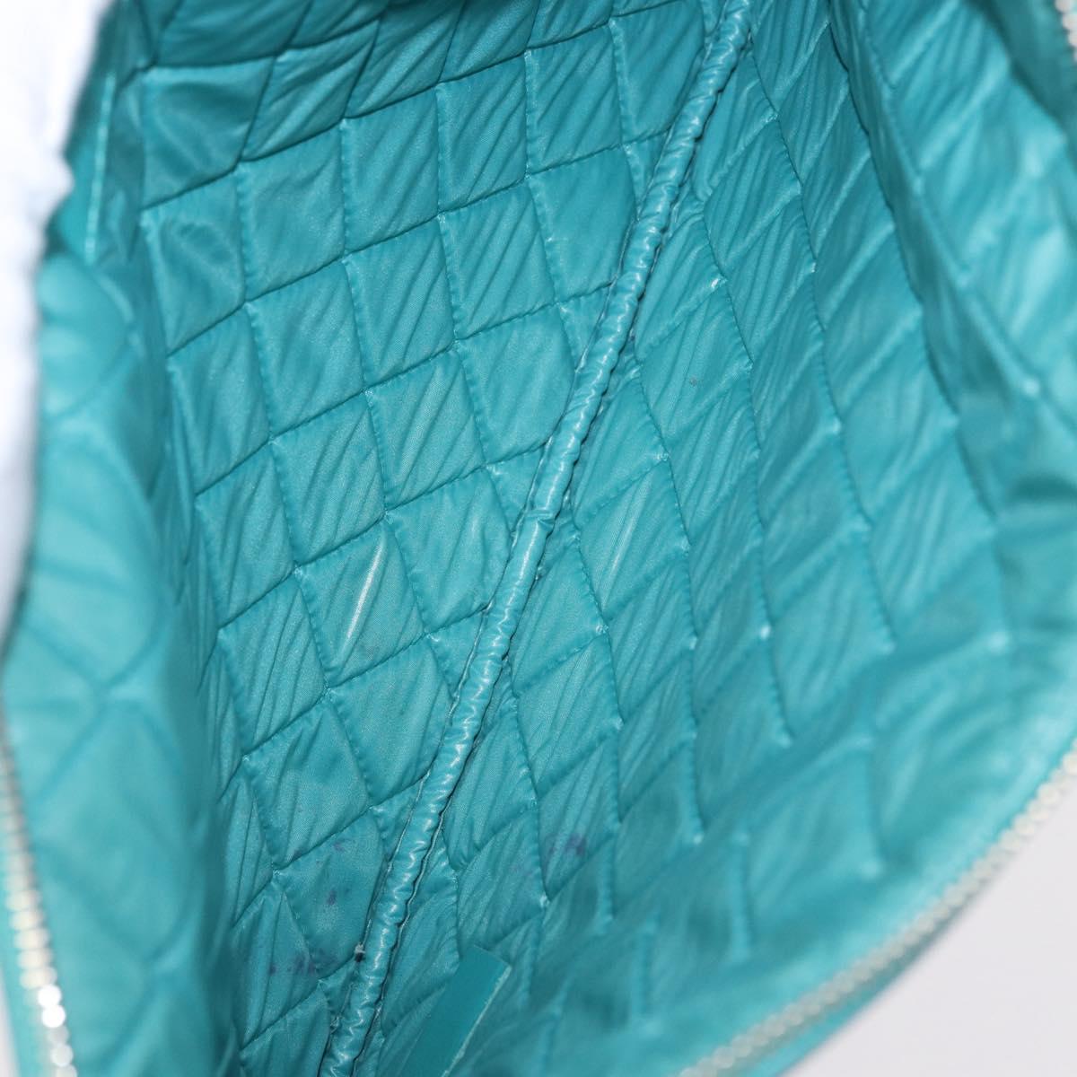 CHANEL Coco Havana Clutch Bag Lamb Skin Turquoise Blue Silver Auth 185438V