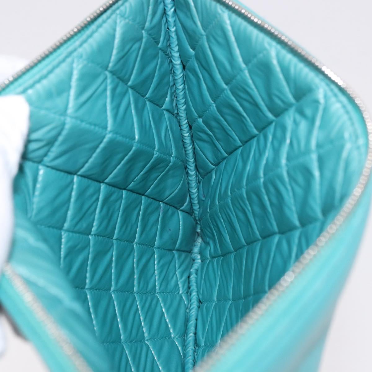 CHANEL Coco Havana Clutch Bag Lamb Skin Turquoise Blue Silver Auth 185438V