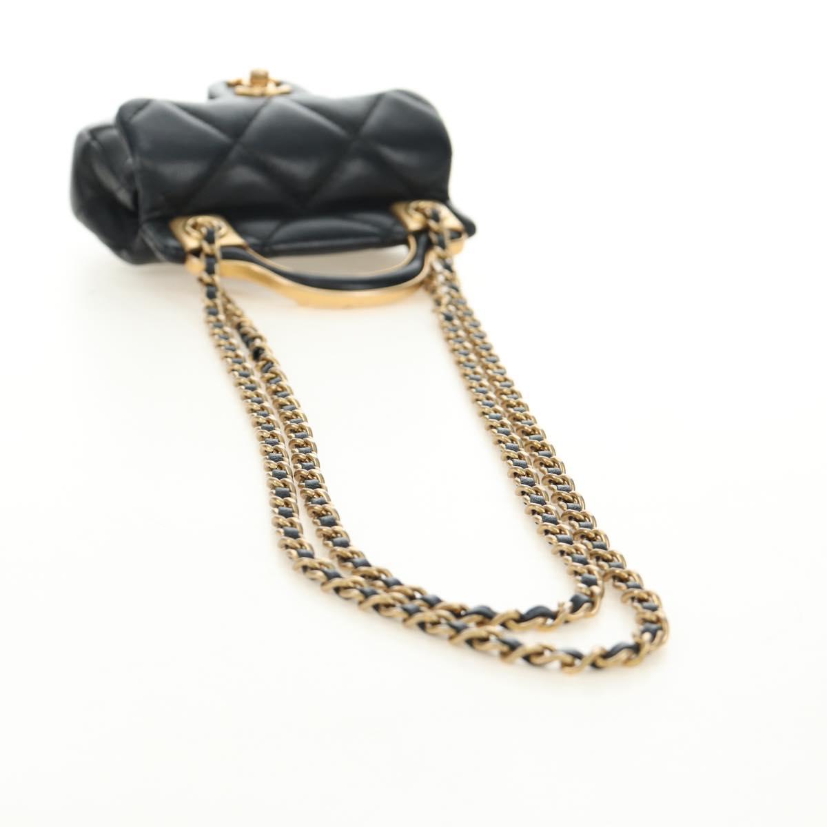 CHANEL Matelasse Chain Shoulder Pouch Lamb Skin 2way Black CC Auth 185439SAM