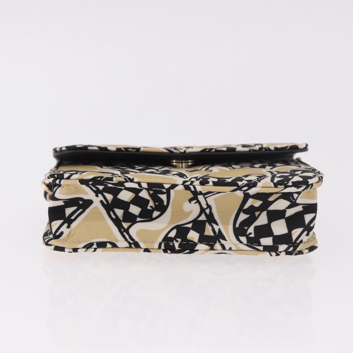 CHANEL Chain Shoulder Pouch Mini Matelasse 12 Satin Beige Gold CC Auth 185440M