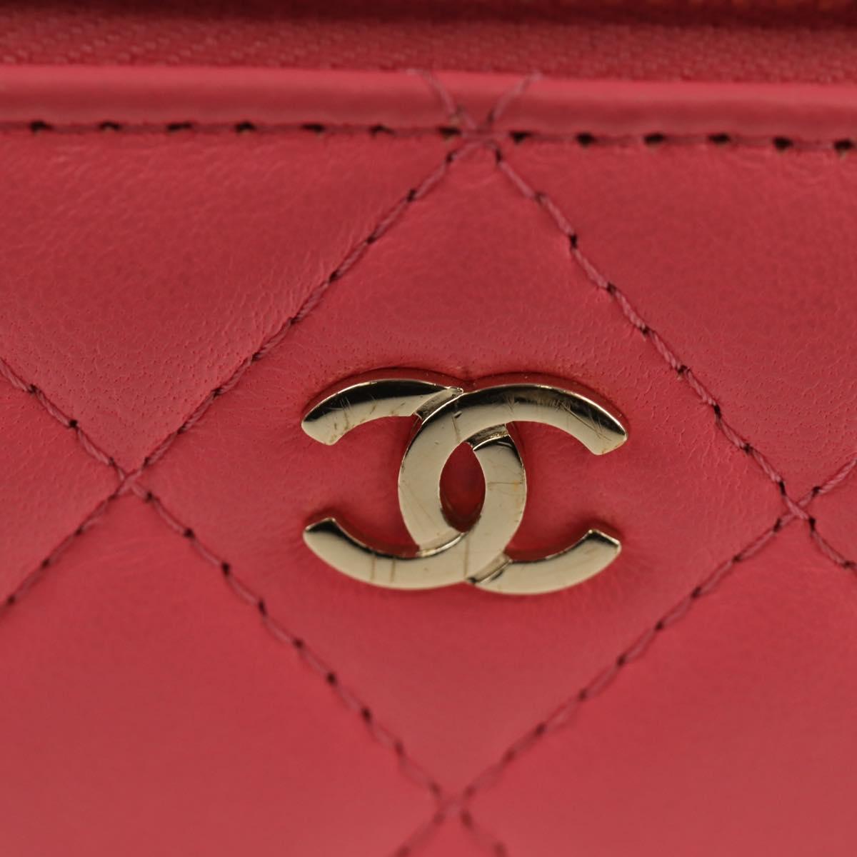 CHANEL Chain Vanity Shoulder Bag Lamb Skin Pink Gold CC Auth 185442SAM