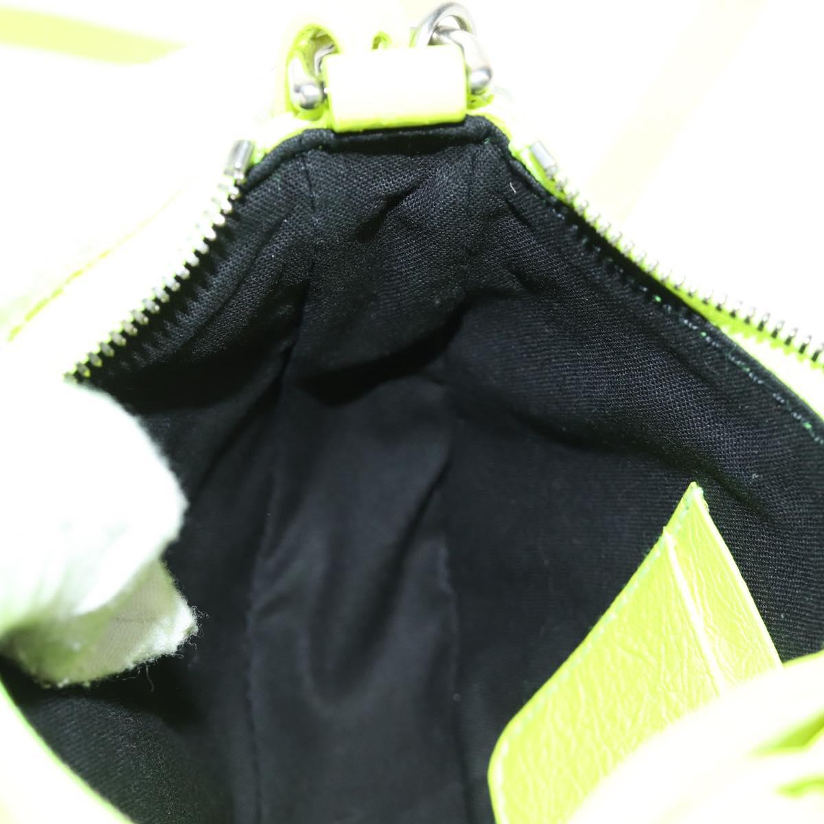 BALENCIAGA Chain Le Cagole Mini Bag Leather 2way Green Silver Auth 185444M