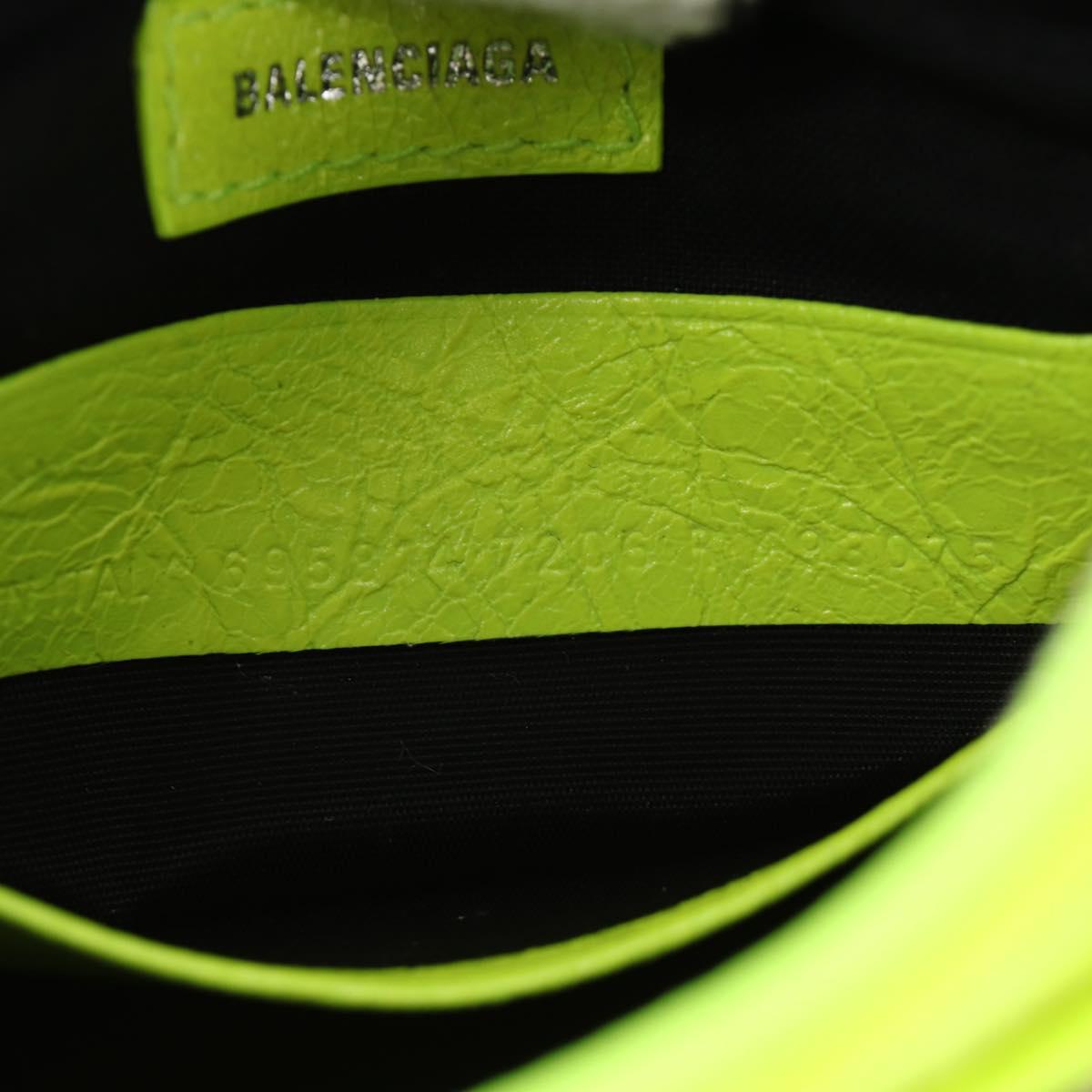 BALENCIAGA Chain Le Cagole Mini Bag Leather 2way Green Silver Auth 185444M