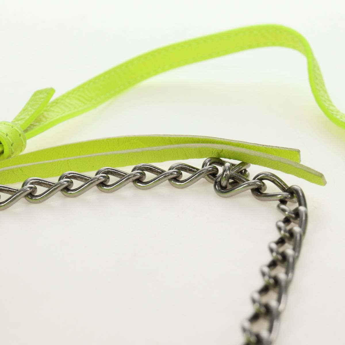 BALENCIAGA Chain Le Cagole Mini Bag Leather 2way Green Silver Auth 185444M