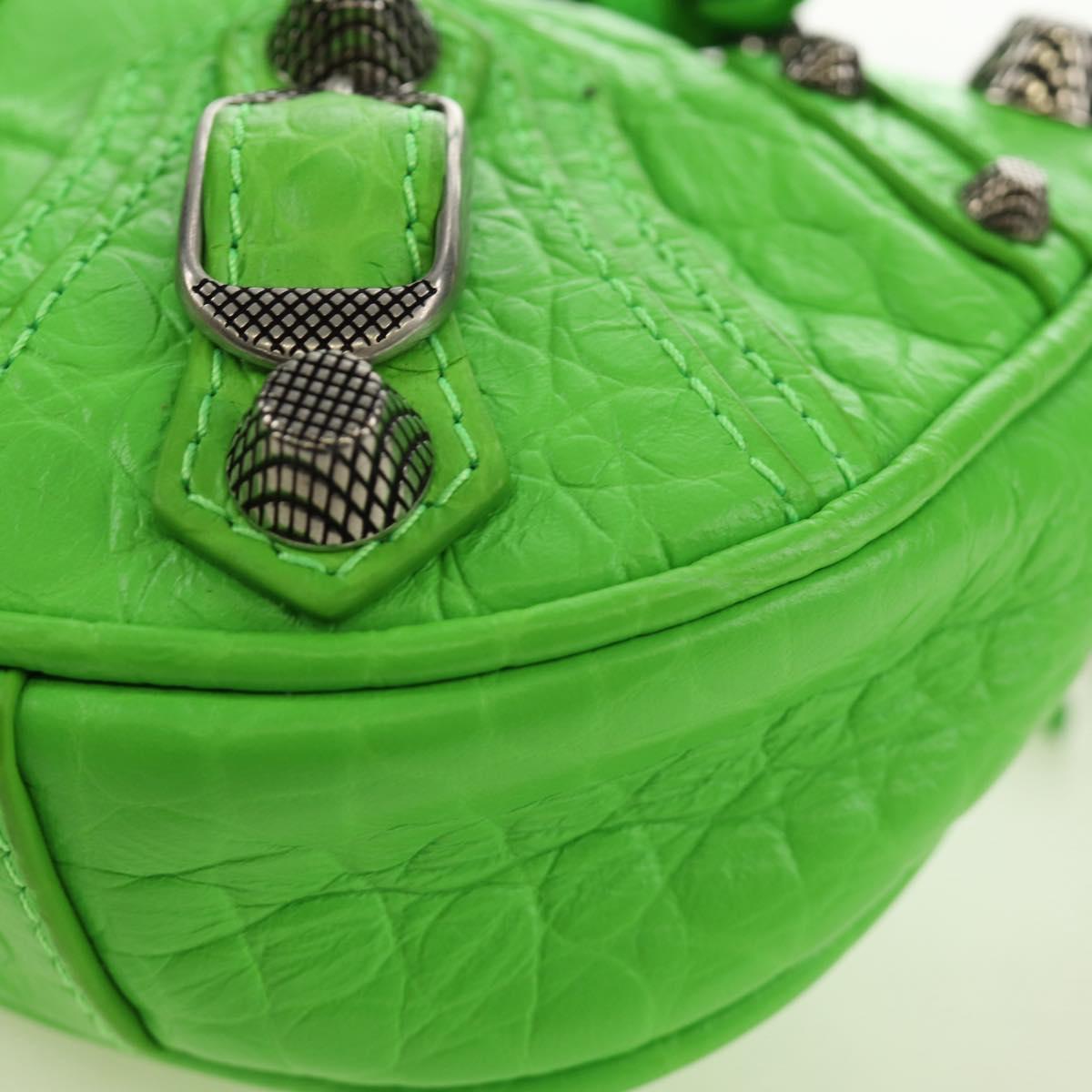 BALENCIAGA Chain Le Cagole Mini Bag Leather 2way Green 695814 Auth 185445M