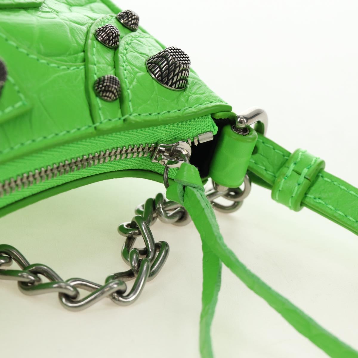BALENCIAGA Chain Le Cagole Mini Bag Leather 2way Green 695814 Auth 185445M