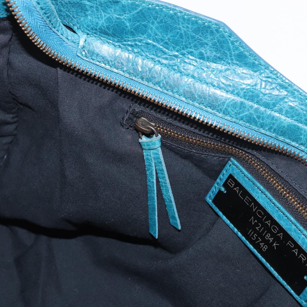 BALENCIAGA The City Hand Bag Leather 2way Blue 115748 Auth 185446M