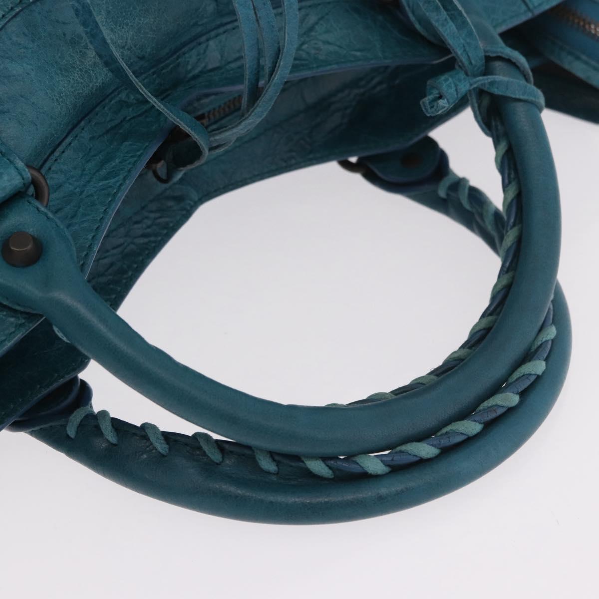 BALENCIAGA The City Hand Bag Leather 2way Blue 115748 Auth 185446M
