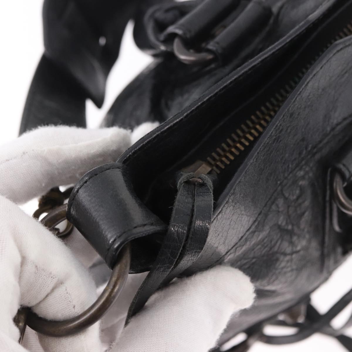 BALENCIAGA The First Hand Bag Leather 2way Black 103208 Auth 185447M