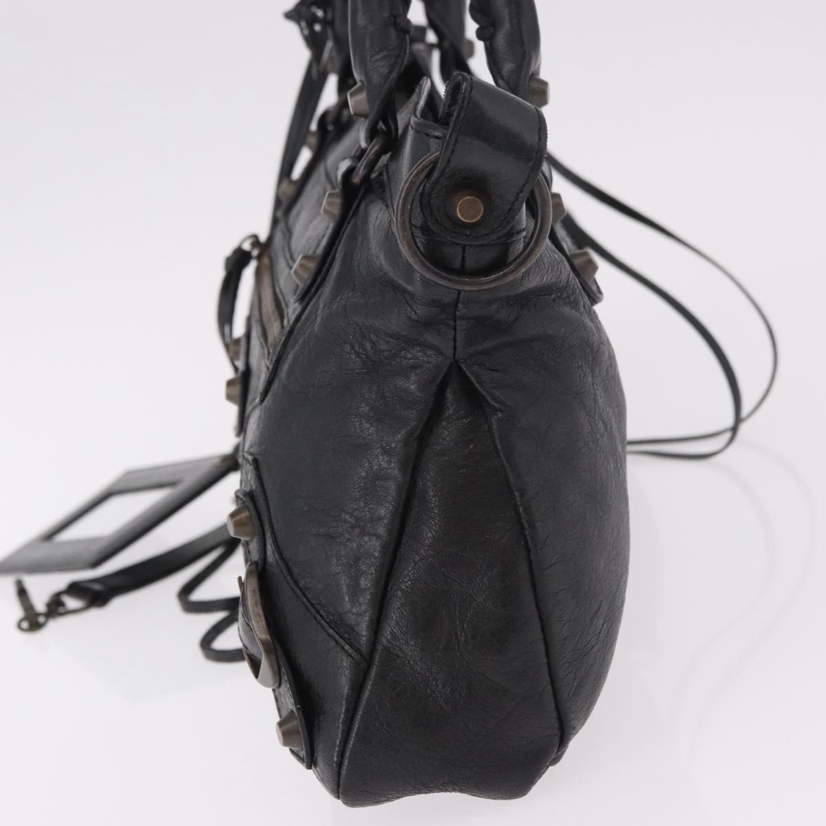 BALENCIAGA The First Hand Bag Leather 2way Black 103208 Auth 185447M