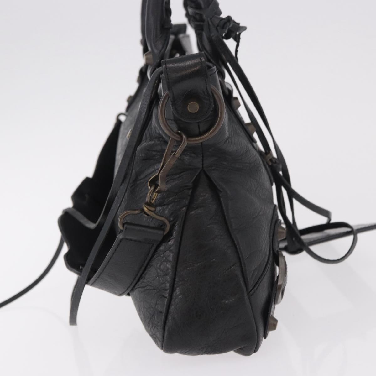 BALENCIAGA The First Hand Bag Leather 2way Black 103208 Auth 185447M