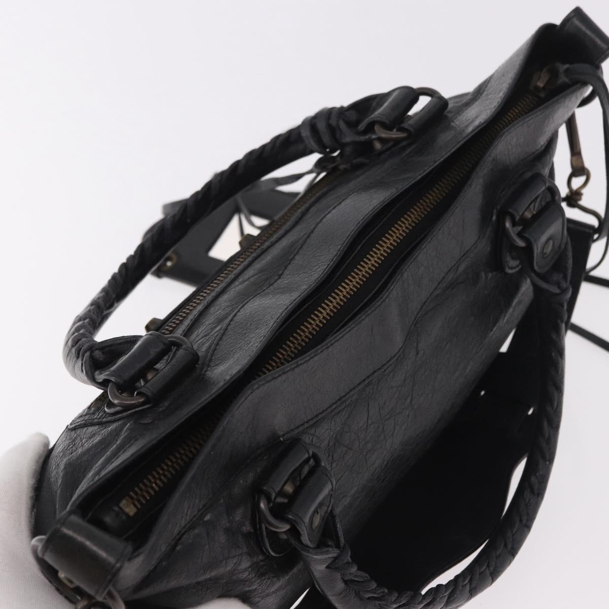 BALENCIAGA The First Hand Bag Leather 2way Black 103208 Auth 185447M
