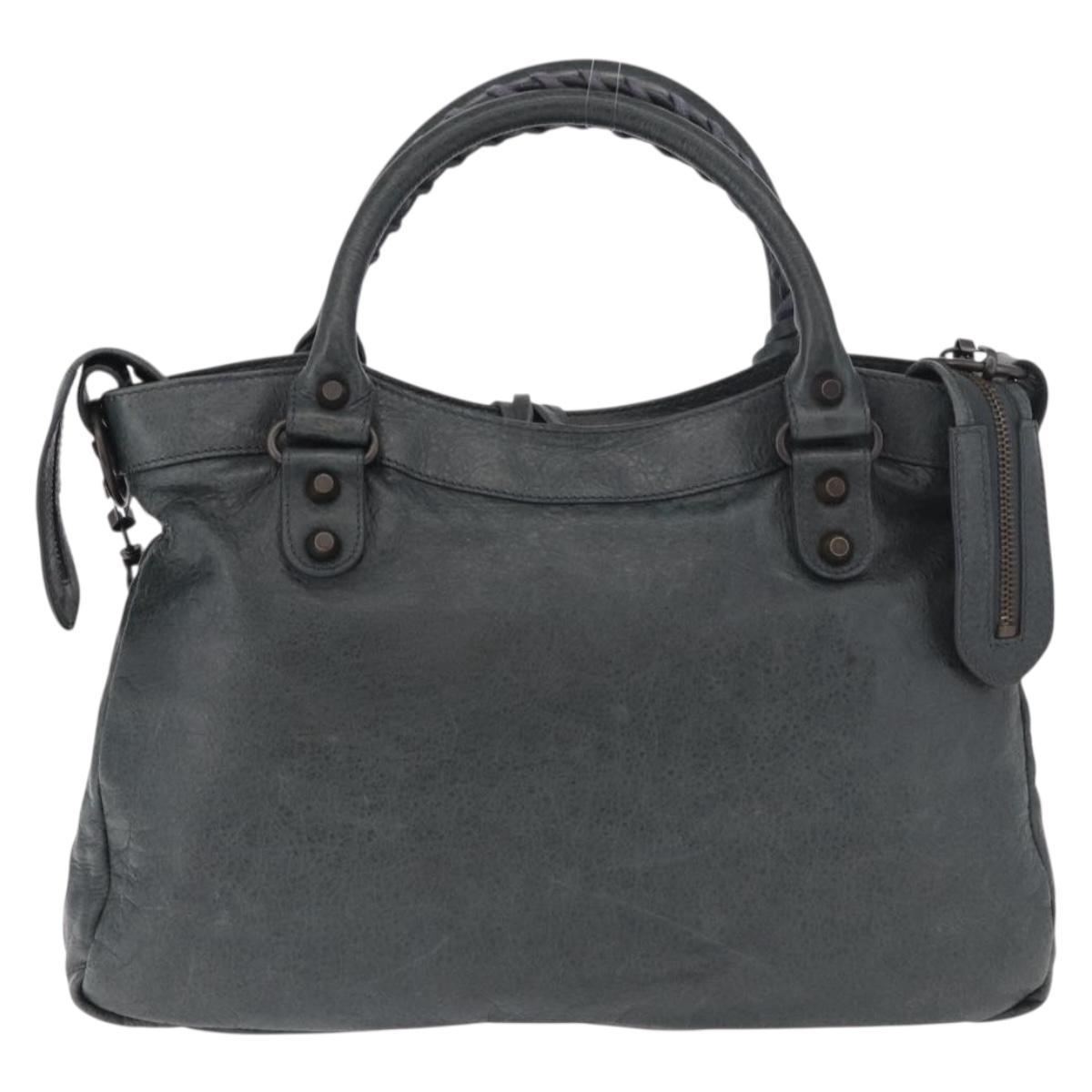 BALENCIAGA The Town Hand Bag Leather 2way Green 240579 Auth 185448M