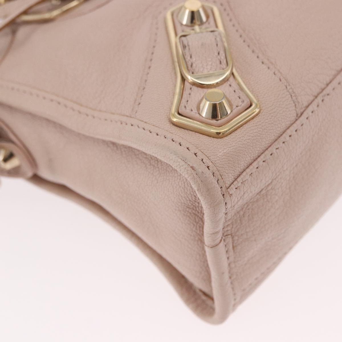 BALENCIAGA Classic Metallic Edge Mini City Bag Leather 2way Pink Auth 185449V