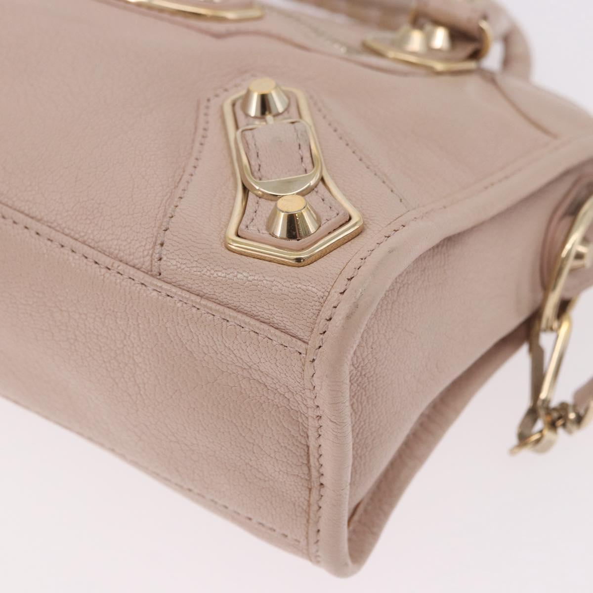 BALENCIAGA Classic Metallic Edge Mini City Bag Leather 2way Pink Auth 185449V