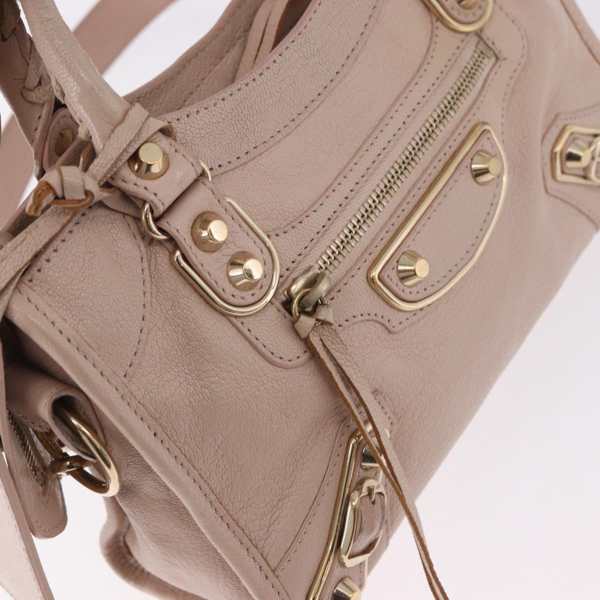 BALENCIAGA Classic Metallic Edge Mini City Bag Leather 2way Pink Auth 185449V