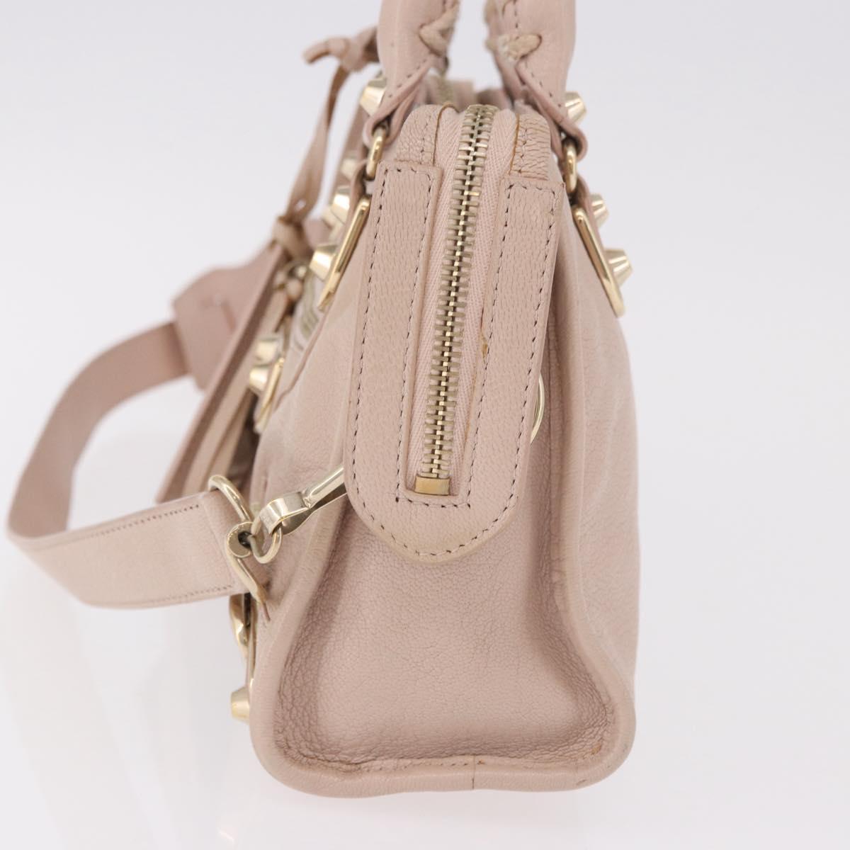 BALENCIAGA Classic Metallic Edge Mini City Bag Leather 2way Pink Auth 185449V