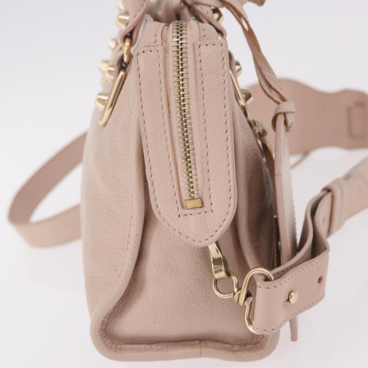BALENCIAGA Classic Metallic Edge Mini City Bag Leather 2way Pink Auth 185449V
