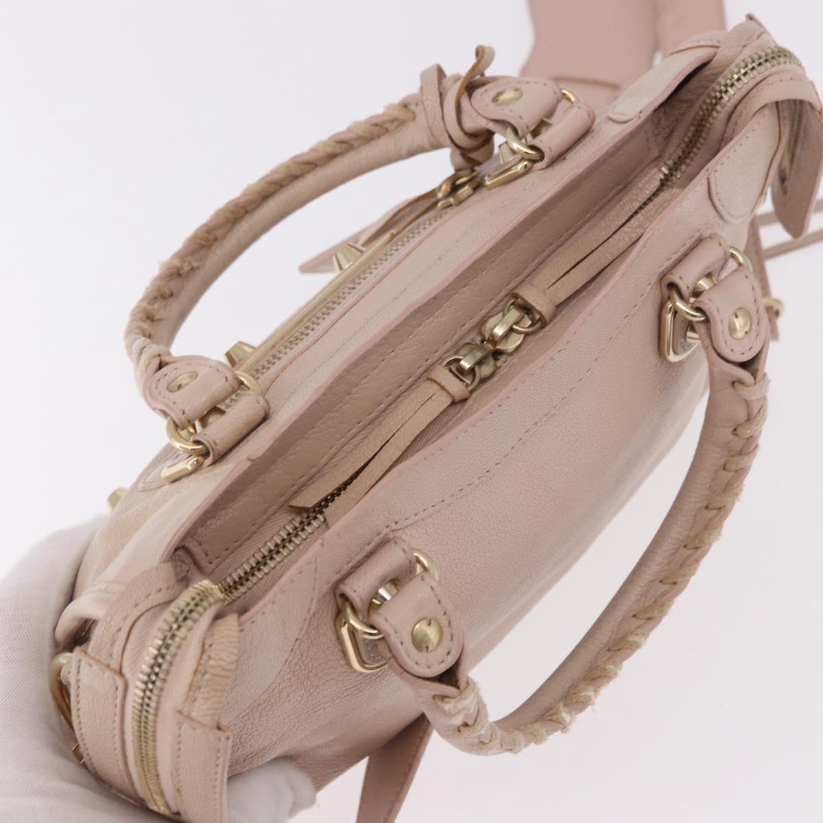 BALENCIAGA Classic Metallic Edge Mini City Bag Leather 2way Pink Auth 185449V