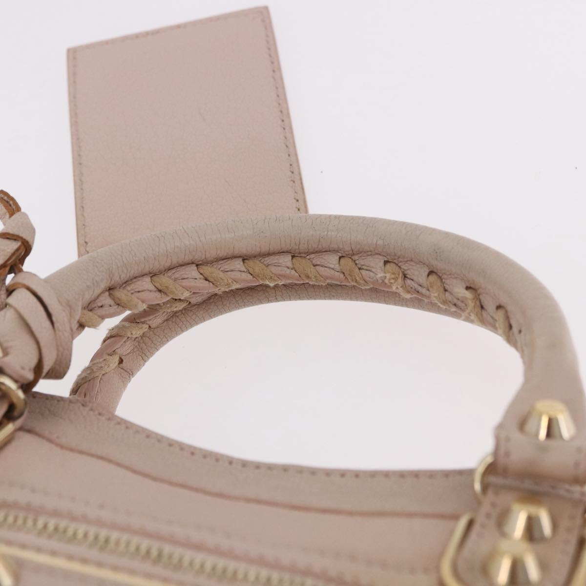 BALENCIAGA Classic Metallic Edge Mini City Bag Leather 2way Pink Auth 185449V
