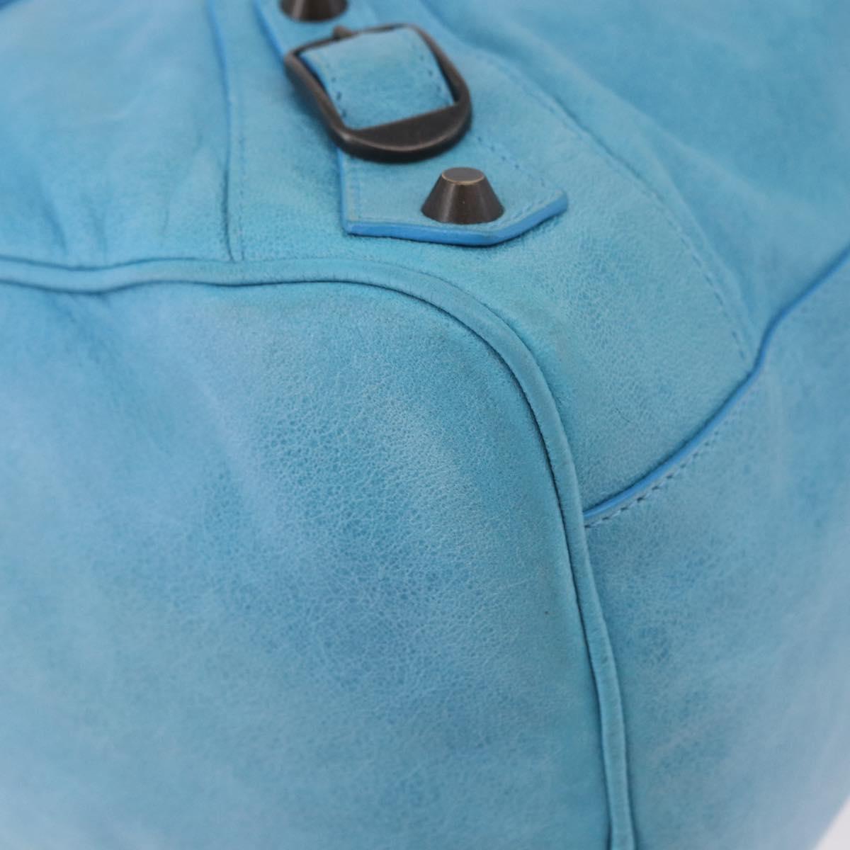 BALENCIAGA Zazigi Hand Bag Leather 2way Light Blue 128523 Auth 185450M