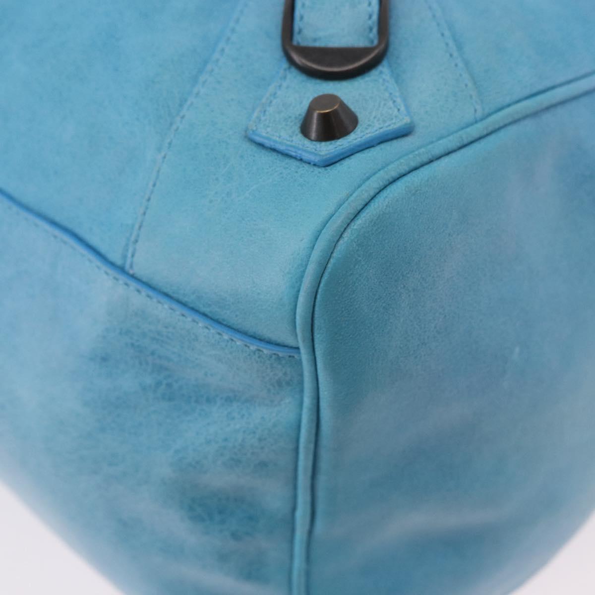 BALENCIAGA Zazigi Hand Bag Leather 2way Light Blue 128523 Auth 185450M