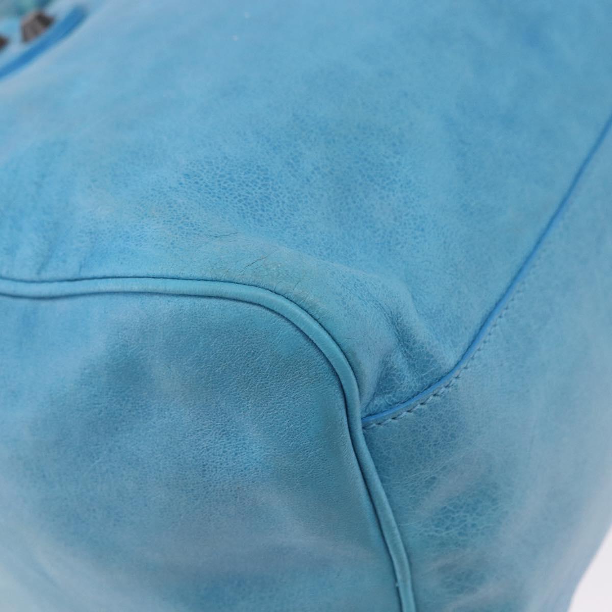 BALENCIAGA Zazigi Hand Bag Leather 2way Light Blue 128523 Auth 185450M