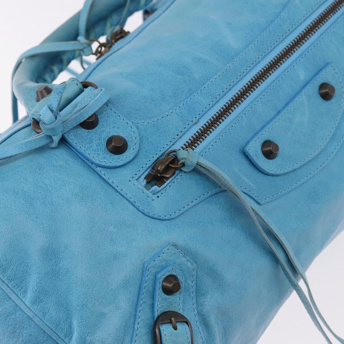BALENCIAGA Zazigi Hand Bag Leather 2way Light Blue 128523 Auth 185450M