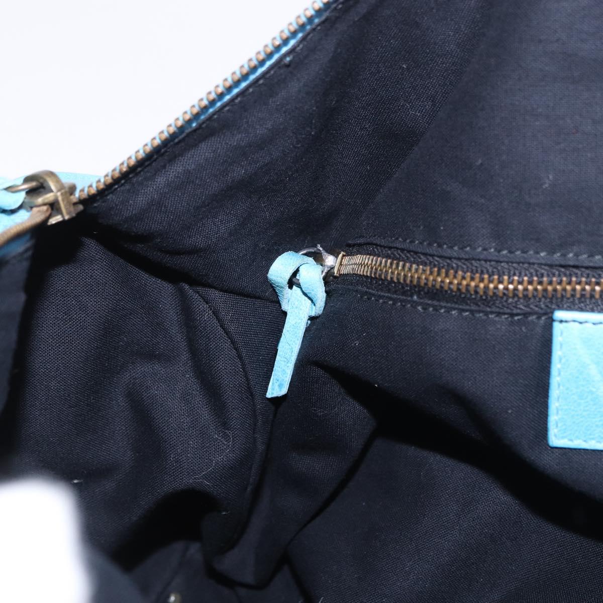 BALENCIAGA Zazigi Hand Bag Leather 2way Light Blue 128523 Auth 185450M