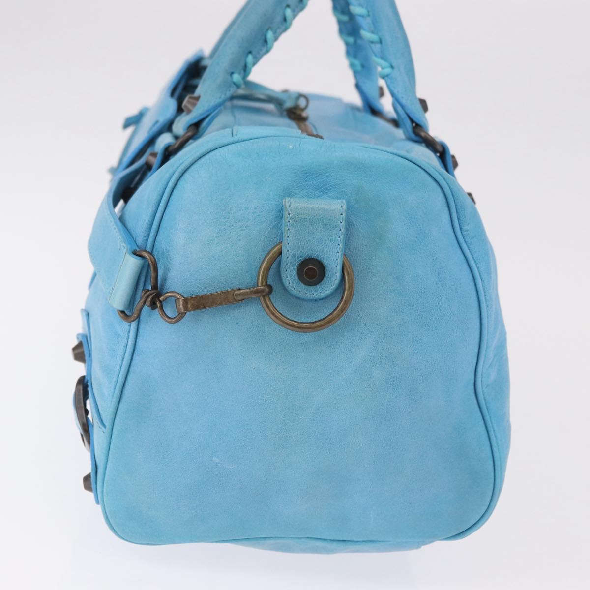 BALENCIAGA Zazigi Hand Bag Leather 2way Light Blue 128523 Auth 185450M