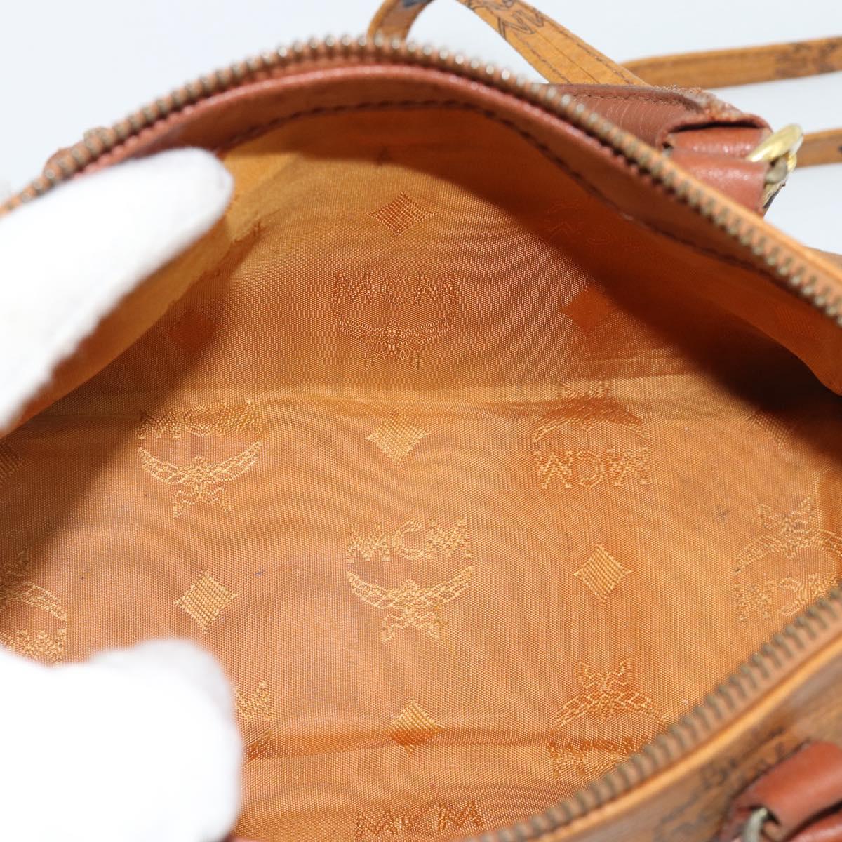 MCM Logogram Vicetos Mini Boston Bag PVC 2way Brown Gold Auth 185458