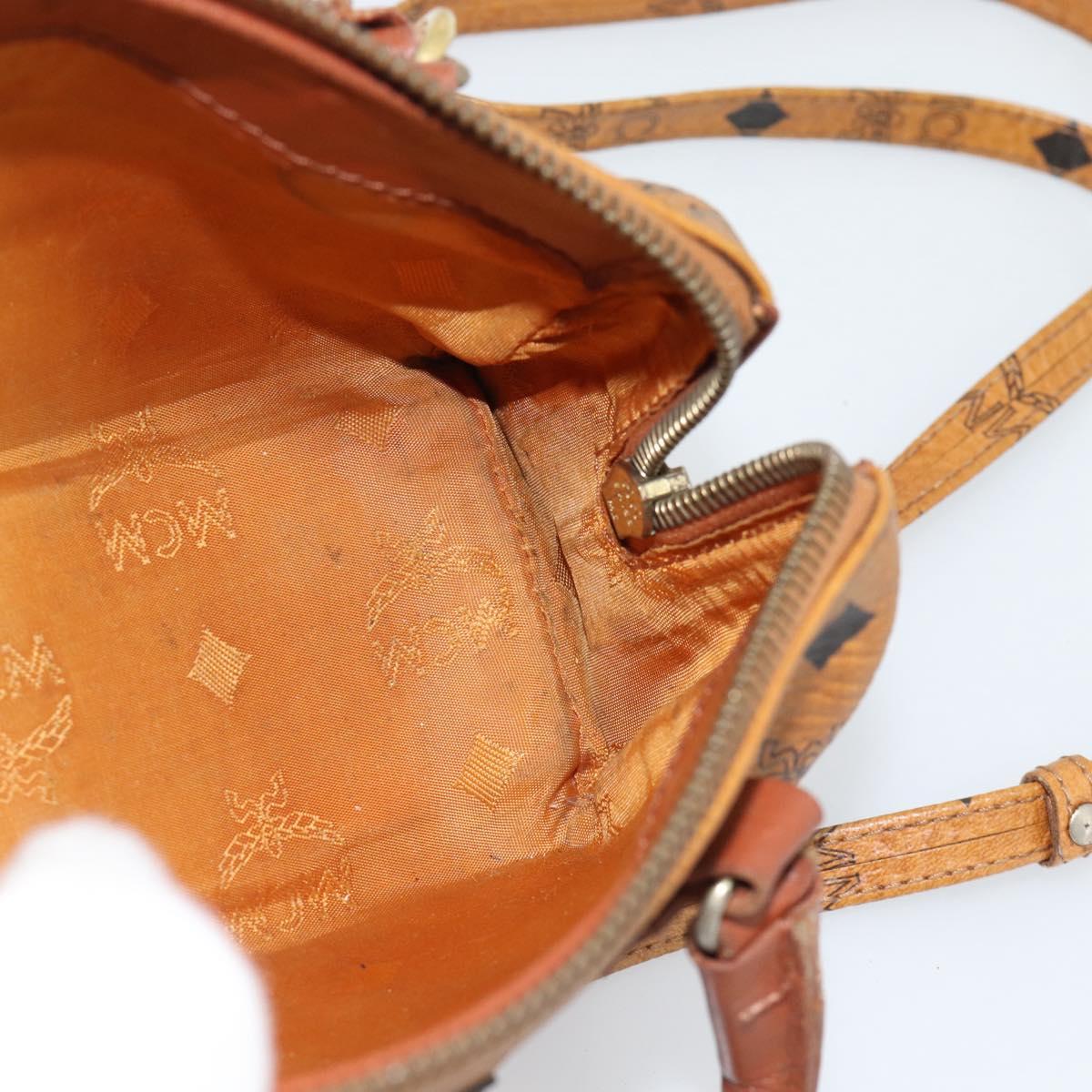 MCM Logogram Vicetos Mini Boston Bag PVC 2way Brown Gold Auth 185458