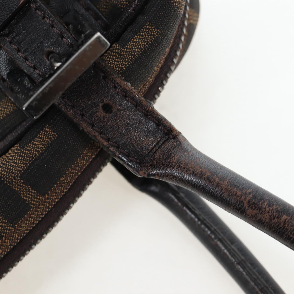 FENDI Zucca Canvas Shoulder Bag Black Brown Auth 185459