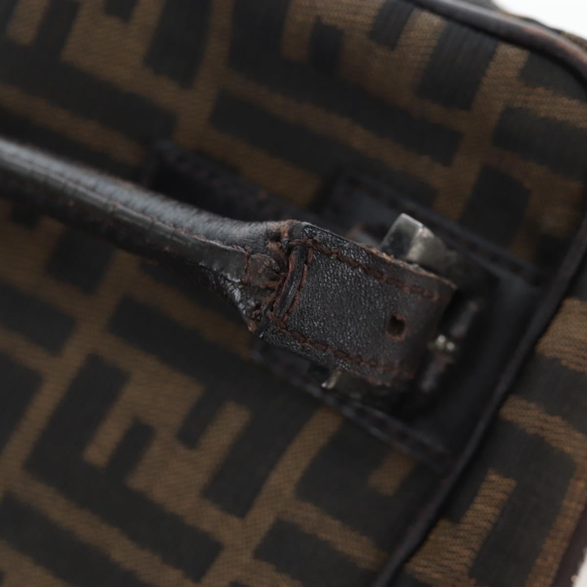FENDI Zucca Canvas Shoulder Bag Black Brown Auth 185459