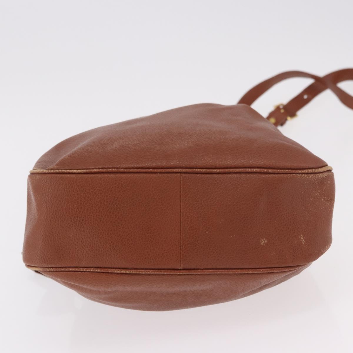 SAINT LAURENT Shoulder Bag Leather Brown Gold Auth 185461
