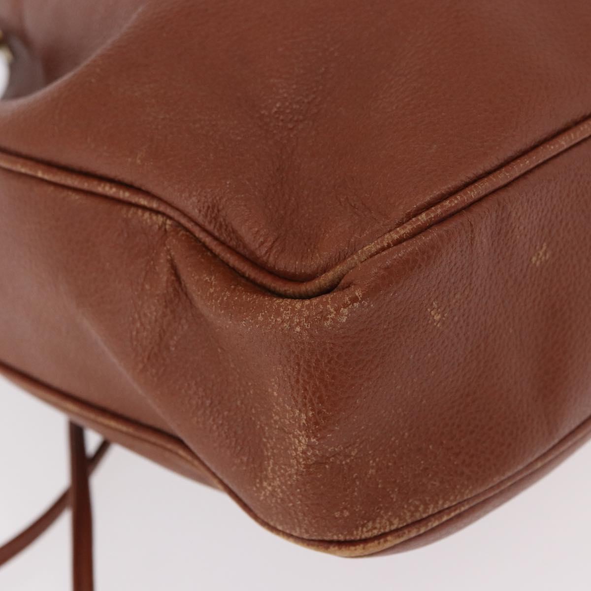 SAINT LAURENT Shoulder Bag Leather Brown Gold Auth 185461