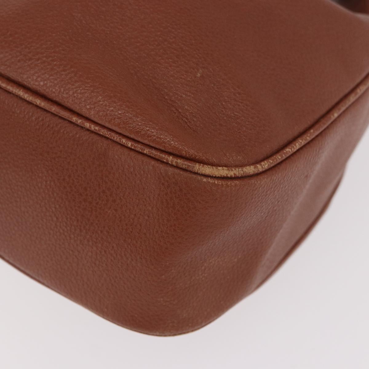 SAINT LAURENT Shoulder Bag Leather Brown Gold Auth 185461