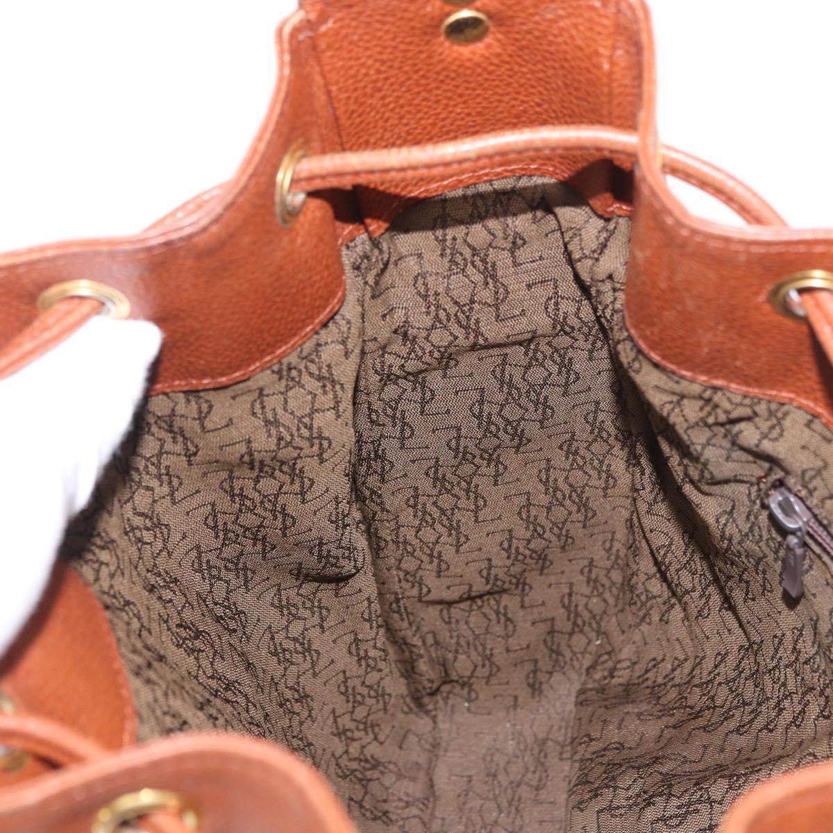 SAINT LAURENT Shoulder Bag Leather Brown Gold Auth 185461