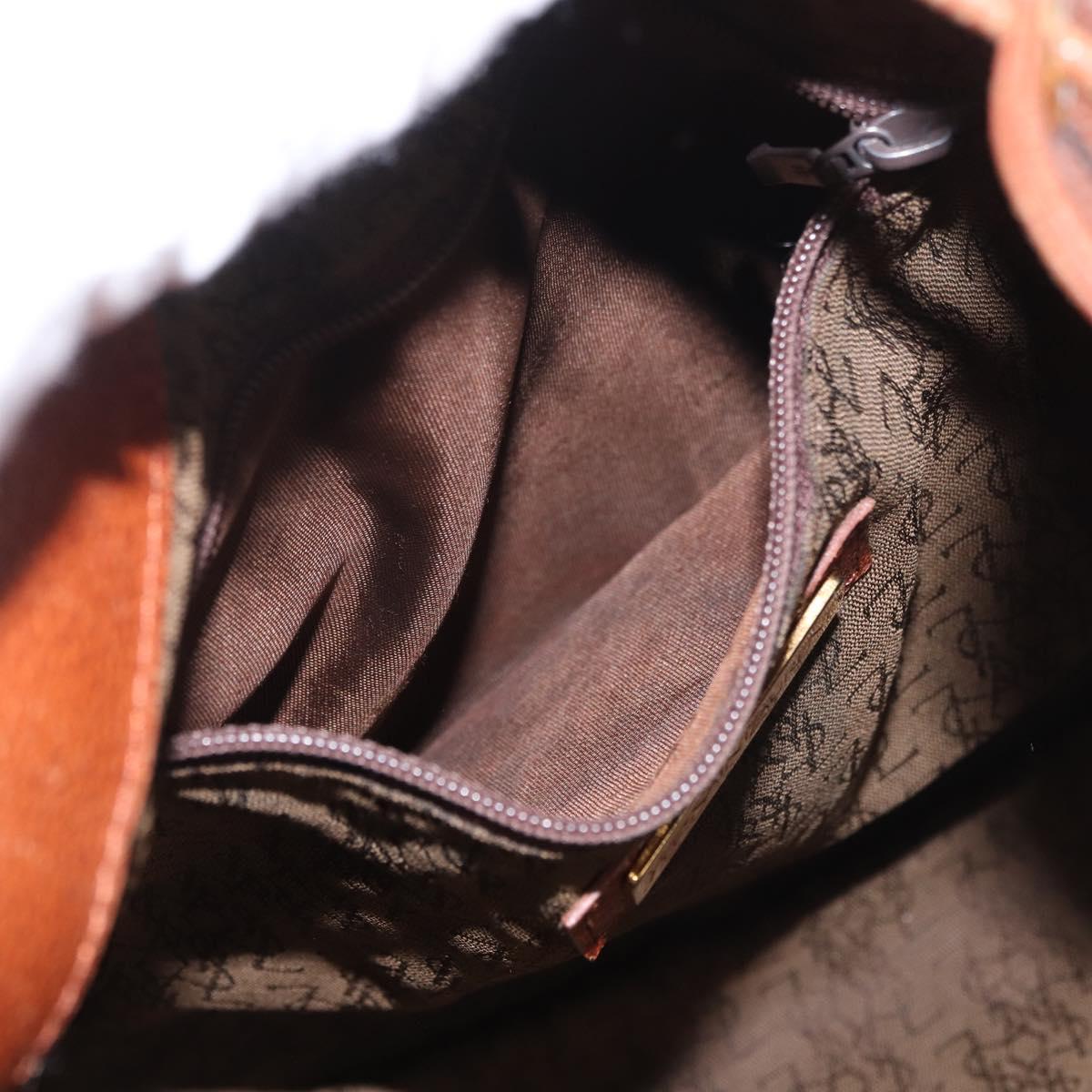 SAINT LAURENT Shoulder Bag Leather Brown Gold Auth 185461