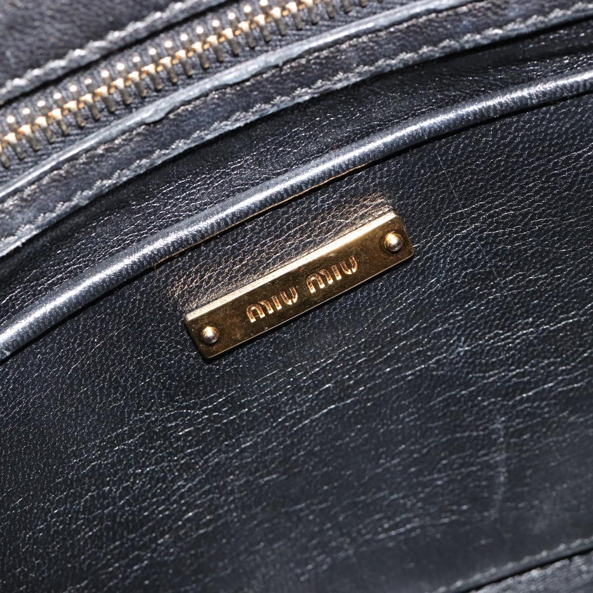 Miu Miu Biker Matelasse Hand Bag Leather 2way Navy Gold Auth 185462