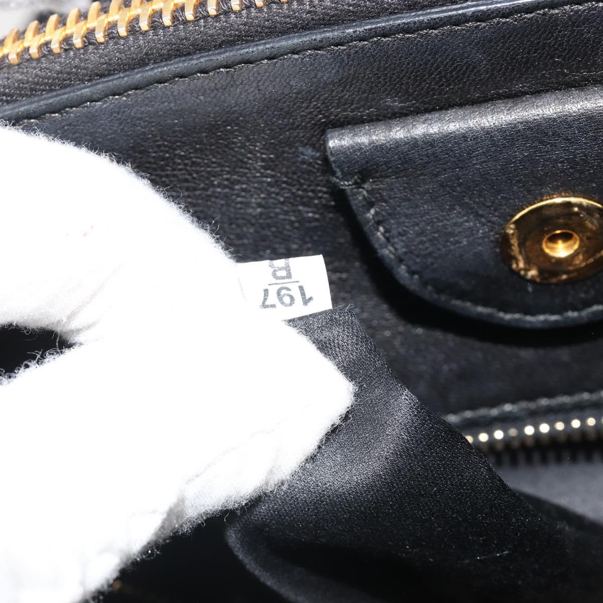 Miu Miu Biker Matelasse Hand Bag Leather 2way Navy Gold Auth 185462